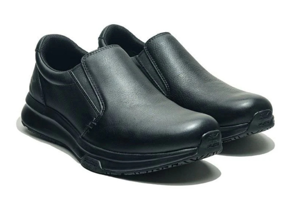 Kuru Mens Kivi 2 Slip On Sneakers 12.5 WIDE Jet Black Leather Anti Slip NWOB